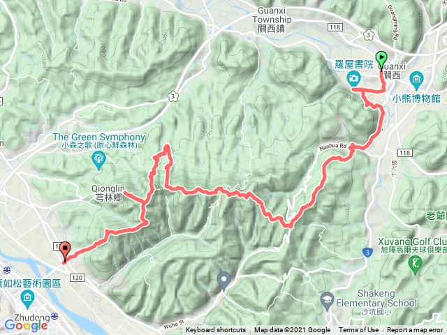 2021-12-12關飛石縱走─關西鎮公所→羅屋書院→渡南古道→十六份山→顯伯公→雞寮坑山→下横坑山→牛欄窩山→飛鳳大板根→流籠頭→中坑山→飛鳳山→石壁坑山→石潭站