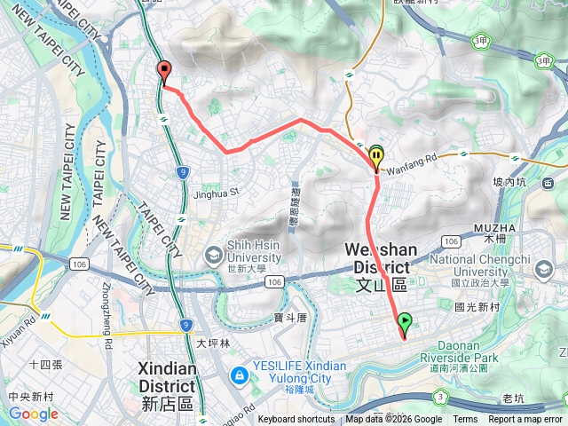 興隆路四段(木新路三段)到一段(羅斯福路五段)