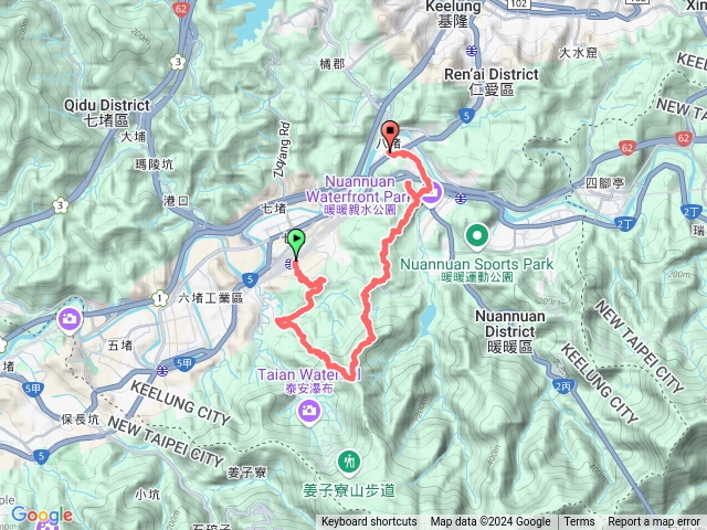 七上八下縱走（七堵火車站＞益壽山＞卧龍山＞拔西猴山＞暖暖砲台＞三疊山＞八堵山＞八堵火車站預覽圖