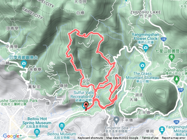 硫磺谷泉源保線古道無尾崙頂湖山中正山十八份水圳