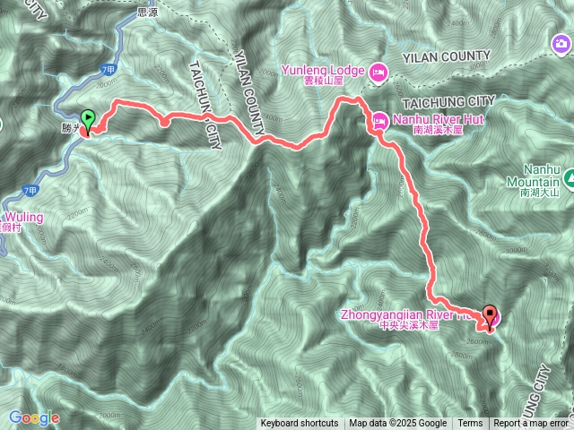 【北一接北二D1】勝光登山口-中央尖溪山屋預覽圖