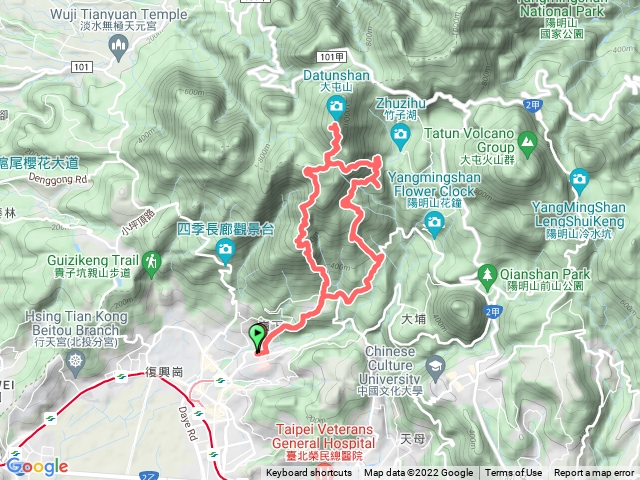 北投郵政訓練步道中正山小屯山大屯南主鴨水澤頂湖山無尾崙