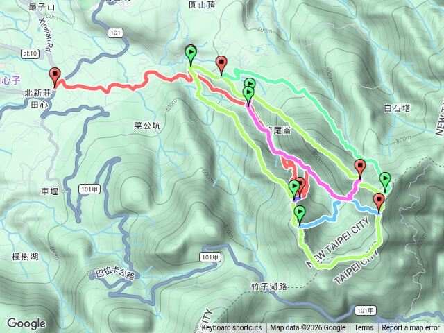 竿尾崙古道-竿尾崙+菜頭崙+小觀音山群峰(西北峰&北峰&主峰&西峰)+長福山-O走......(新北三芝)
