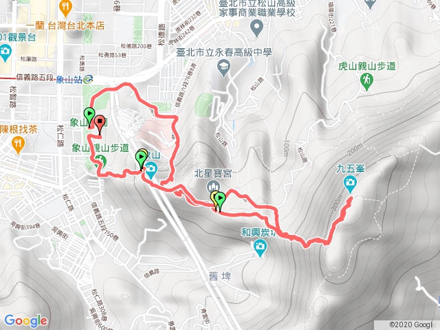 松德院區、萬壽園、攀岩第四線、九五峰、象山