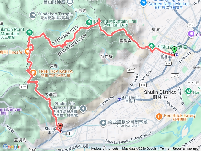 樹林火車站->大棟山->青龍嶺->大同山->山佳火車站預覽圖