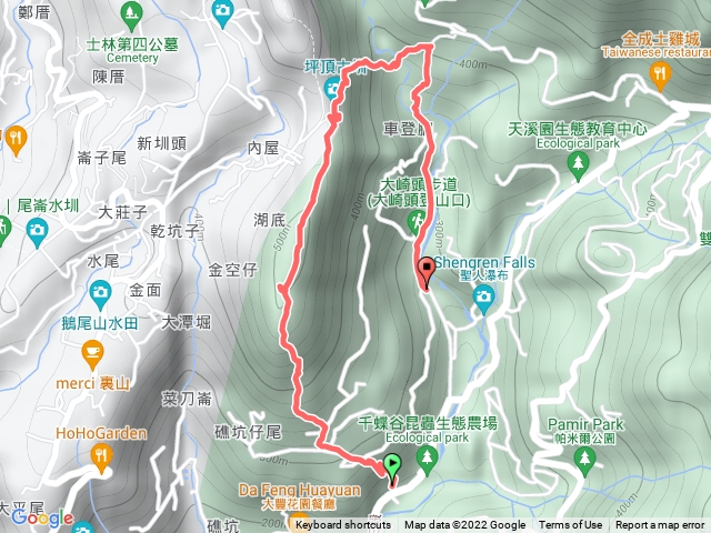 簡厝→鵝尾山→清風亭→坪頂古圳→溪和宮