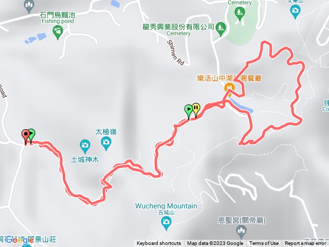 石門路70號登山口-直上山中湖-繞湖一大圈回山中湖-原路折返回70號登山口