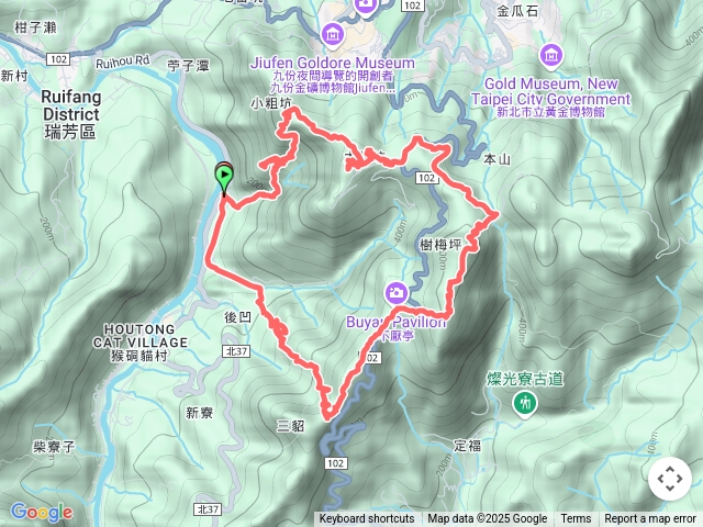 金字碑古道、探幽亭、三貂崙、不厭亭、牡丹山、金瓜石東峰、小金瓜露頭、金瓜石山、小粗坑山、山神廟、粗坑口山