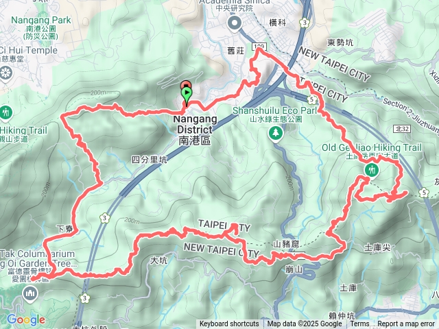 南港郊山14連峰O型（舊莊山、大豐山、更寮腳山、土庫岳東峰、土庫岳、山豬窟尖、山豬窟西南峰、三腳木山、三腳木西峰、大坑山、大坑山西峰、倒照湖山、倒照湖山西峰、麗山峰）預覽圖