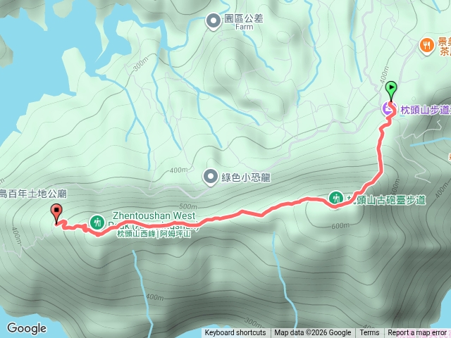 枕頭山古砲臺步道@入口走到西峰單程時間預覽圖