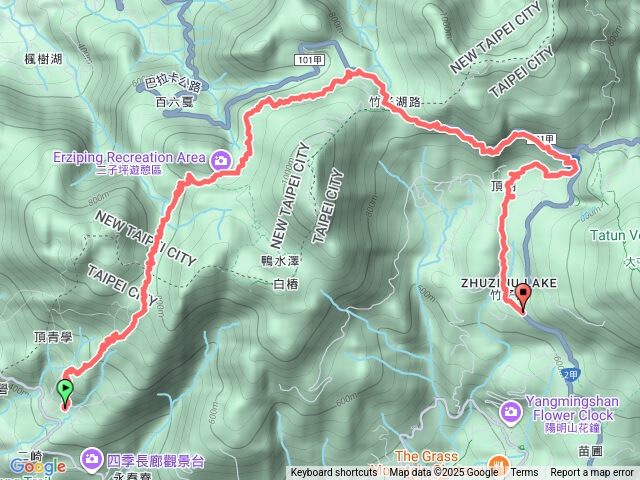 清天宮＞面天坪＞二子坪＞頂湖＞竹子湖派出所