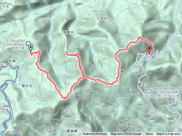 華梵大學、石碇坑山、南勢大崙、鑽石峰、人頭面山、南勢坑大尖、小尖山、小尖山前鋒、司公髻尾山、伏獅山、芊蓁坑30號詹家茶園