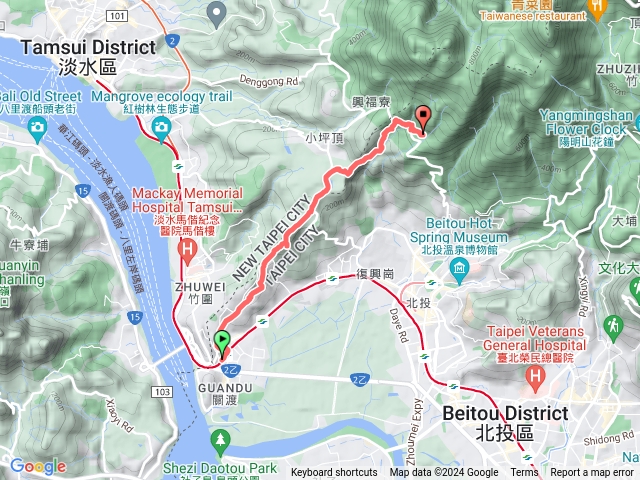 關渡捷運站至清天宮登山口