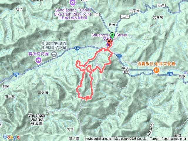 雙溪火車站-蝙蝠山-苕谷瀑布-百二階古道-苕谷坑古道-苕谷坑山-麻竹寮山-梅竹蹊山O形