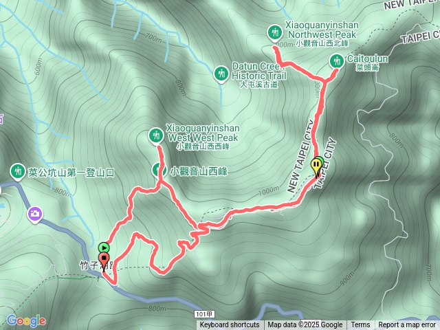 鞍部-小觀音山西峰-西西峰-主峰-北峰-北北峰-西北峰-二子坪遊客中心