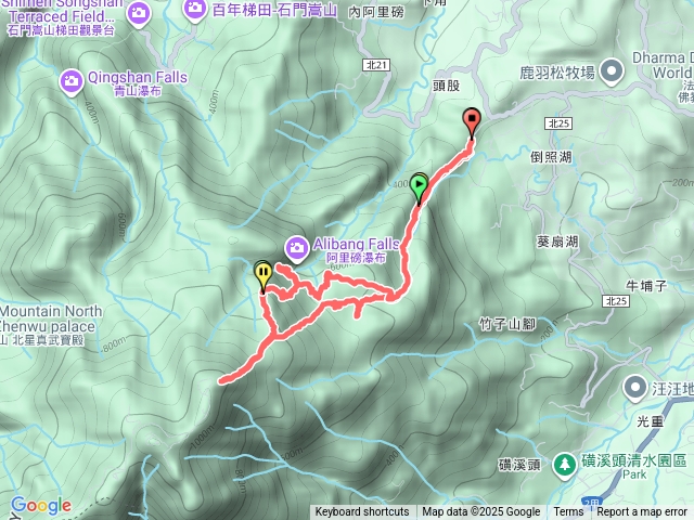 竹子山北北峰阿里磅瀑布部分無路徑預覽圖