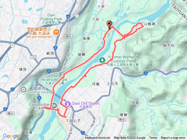 桃園 大溪 中庄吊橋-山豬湖親水園區-月眉人工濕地-大漢溪左岸步道 O形