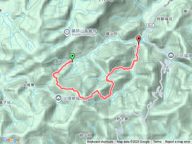 盤山坑站-過火坪古道-鞍部-枋山坑山-蘇家古厝（張家外公的厝地）-張家阿姑的厝地-林家古厝-中坑古道西線-中坑古道