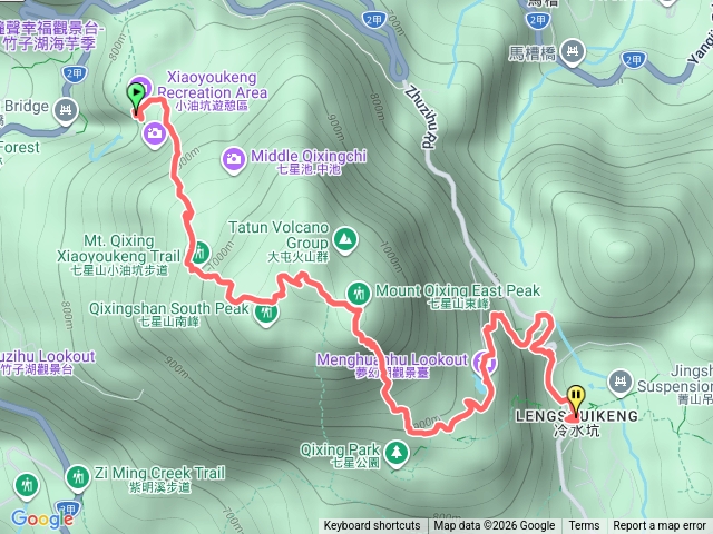 小油坑到冷水坑、經夢幻湖、大眾溫泉