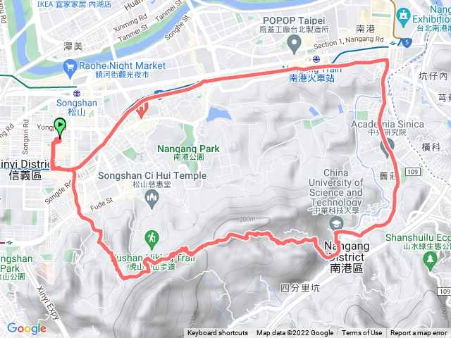 台北市信義區家-270公車-中華科大-南港山鞍部-十方.九五禪寺-出永春陂-微笑單車返家