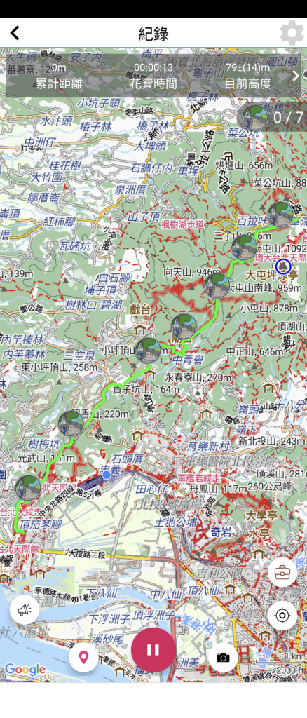 2023台北大縱走路線寶石位置(1~8段)封面圖