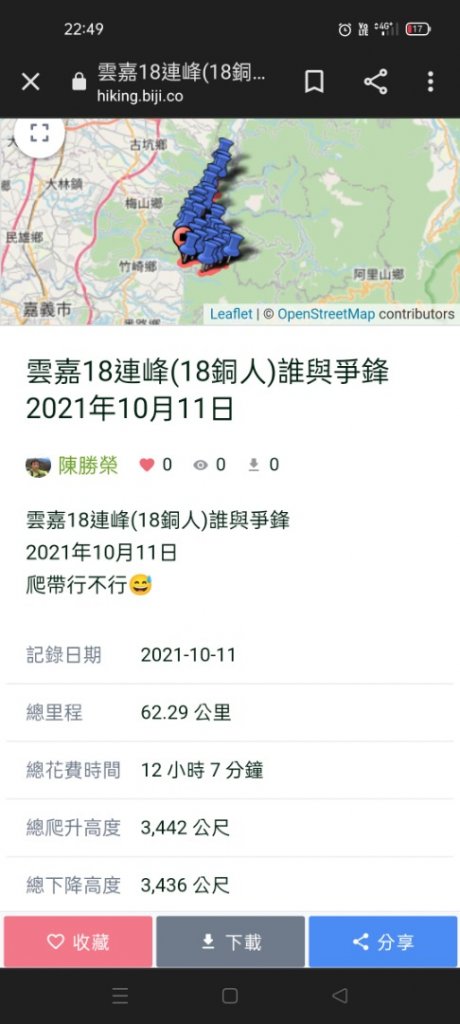 雲嘉18連峰(18銅人)誰與爭鋒 2021年10月11日 爬帶行不行_1485375