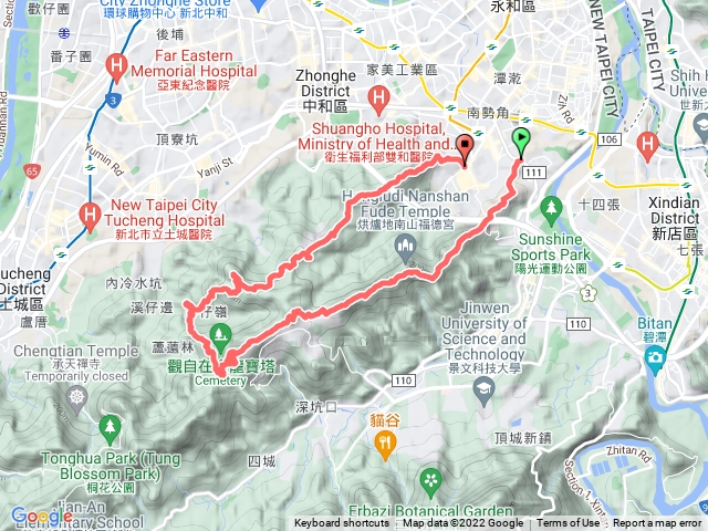 新店外挖子山、中和南勢角山、土城大尖山 U型縱走