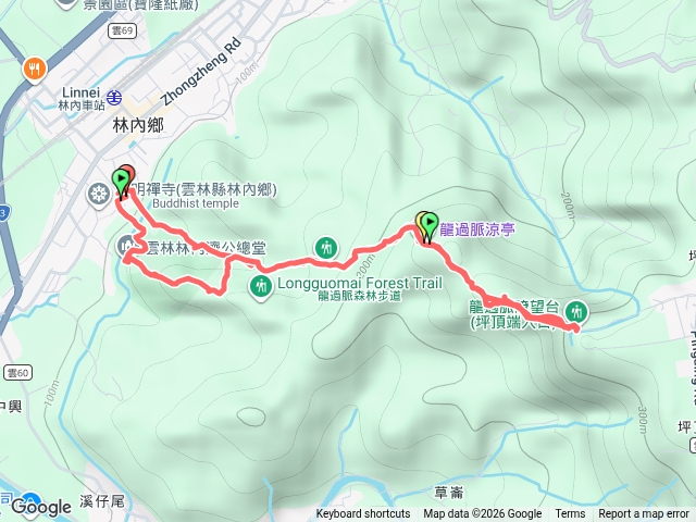 龍過脈步道-開復廟鐵管坑入口-158階-兔仔嶺涼亭-坪頂龍過脈涼亭-濟公廟登山口出-開復廟預覽圖