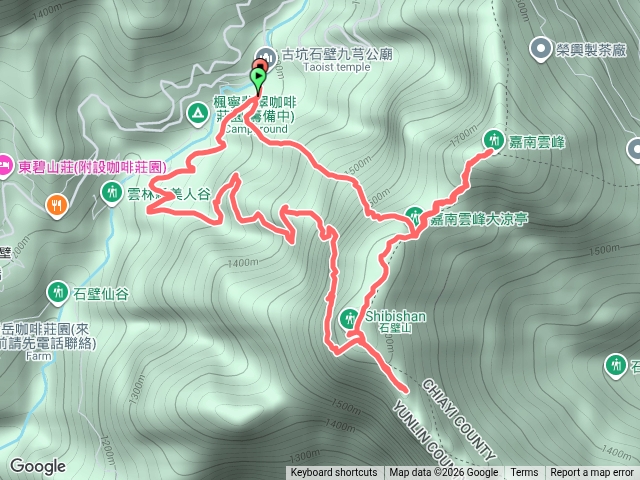 20260613九芎神木>嘉南雲峰>石壁山>好望角>南側登山口（嘉南雲峰步道石碑）>九芎神木