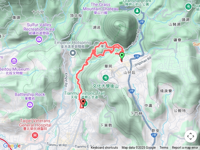 文化大學經半嶺吊橋到天母