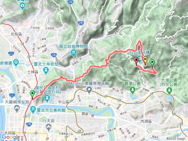 劍潭山經大崙頭山到忠勇山