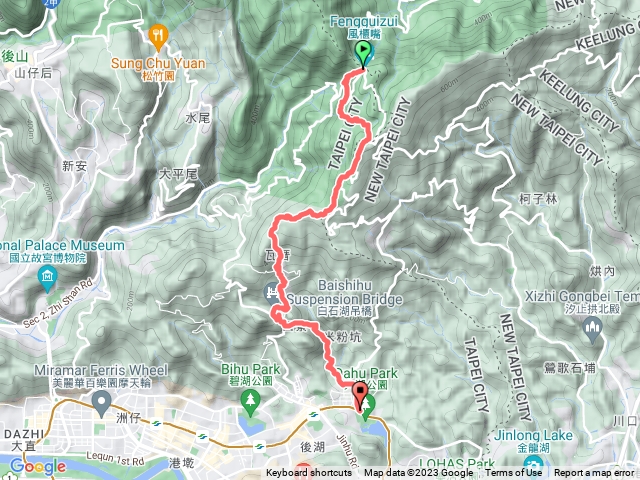 台北大縱走第四段（風櫃口-雙溪古道-白石吊橋-圓覺瀑布大溝溪治水園區）
