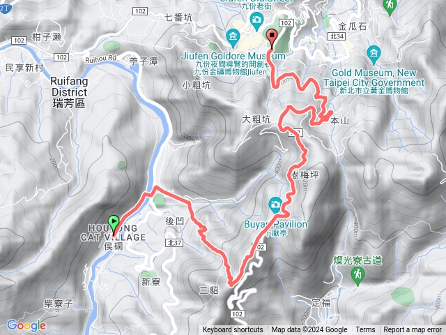 猴硐-不厭亭-102瑞雙公路-九份