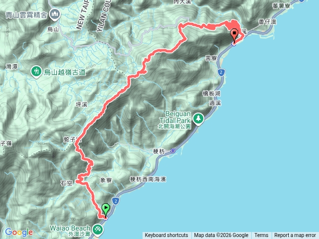 「外澳火車站~大溪火車站」 外澳火車站-石空古道-叢雲山登山步道-叢雲山-740峰-窟寮山-七兄弟山-外大溪山-明山寺-大溪火車站預覽圖
