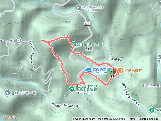 愛狗夢樂園登山口(八連路610巷)-金明山-柯子林山-如意湖-柯子林茶莊O型預覽圖