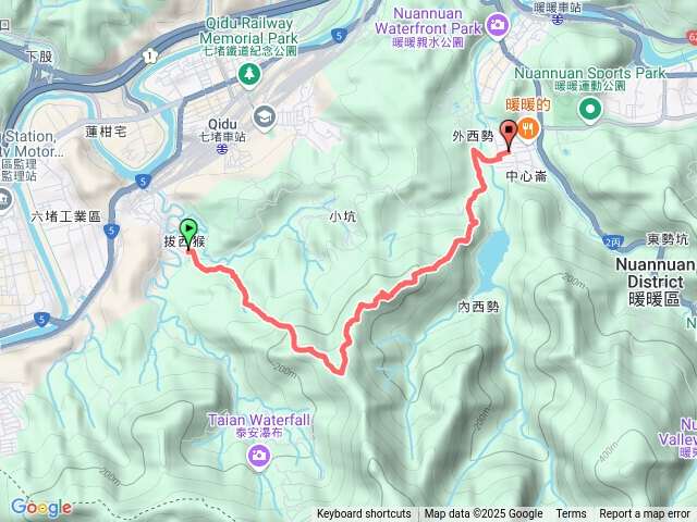 七堵拔西猴山(西勢坑山)、暖暖砲台、外西勢坑山、西勢水庫(觀音湖)觀景電塔預覽圖