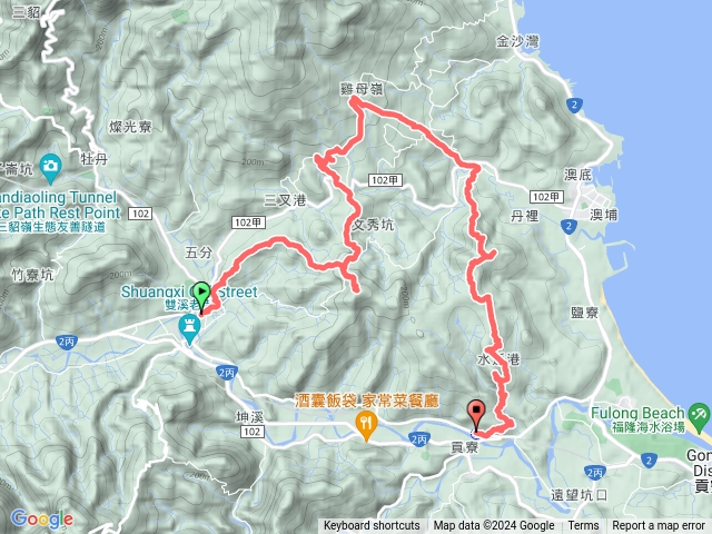 2024-0414_雙溪-九份坑山越嶺貢寮（西九份坑山前峰-西九份坑山-觀日峰-九份坑山-土地公嶺-雞母嶺街-丹裡山-外文秀坑山-水返港山-貢寮山）