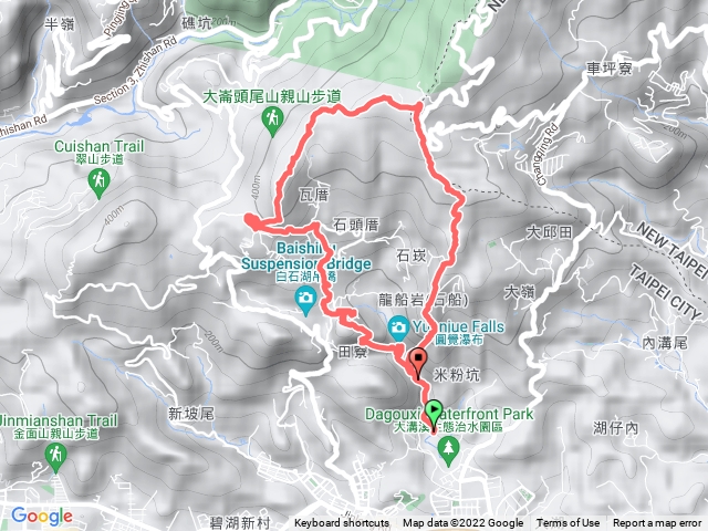 龍船岩、開眼山、白石湖山、碧山、大崙頭山、圓覺尖O型