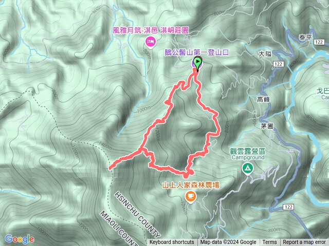 雲霧步道、鵝公髻山O型路線預覽圖