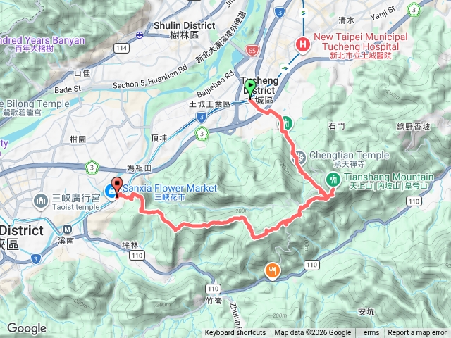 「天長縱走」,天上山到長壽山,捷運「永寧」、「長壽山站」接駁預覽圖