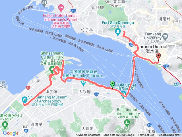 淡水老街，八里渡船碼頭十三行博物館