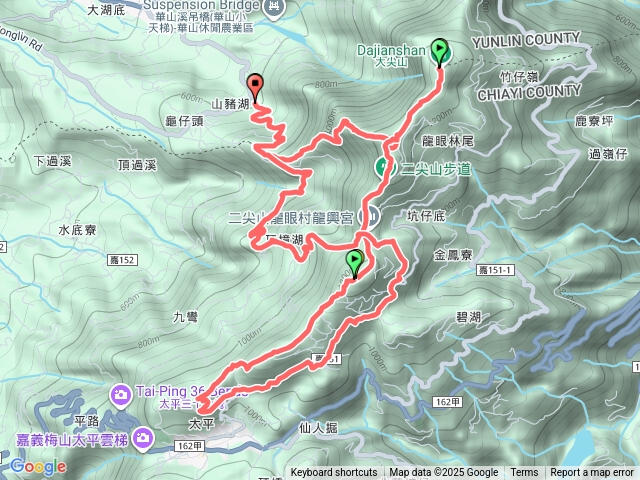 山豬湖二尖山大尖山五連峰太平山山豬湖