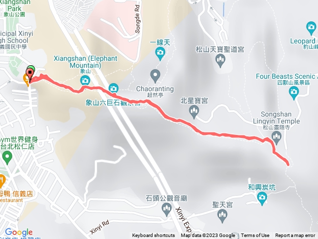 靈雲宮登山口出發，拇指山路牌折返
