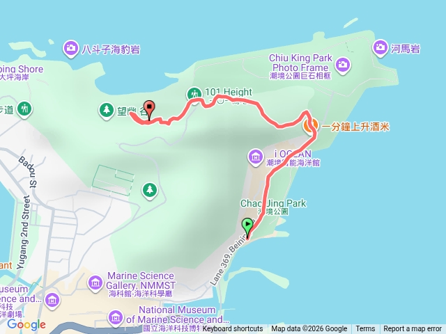 潮境公園-101高地-望幽谷-海科館-平浪橋