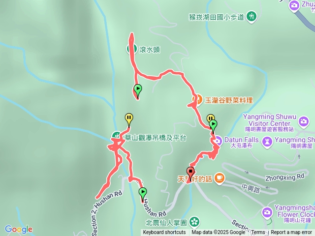 草山觀瀑吊橋，猴崁古道，滾水頭，大屯瀑布