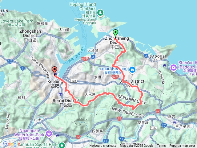 槓子寮山+紅淡山連走(環台北天際線4西段)﹔海大-槓子寮山-深澳坑砲臺山-月眉山-長命山-紅淡山-基隆車站預覽圖