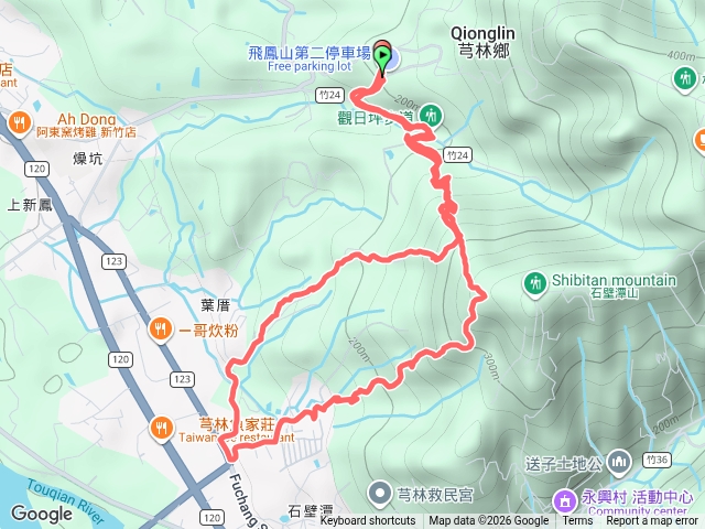 飛鳳山起登2800接石壁潭步道O型路線預覽圖