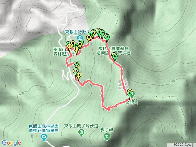 東眼山遊客中心 自導步道起登O形下餐廳~小木屋回遊客中心