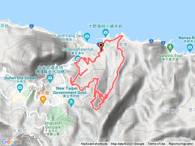 黃金瀑布、報時山、哈巴狗岩、黃金洞、茶壺山、黃金池威遠廟大O型縱走