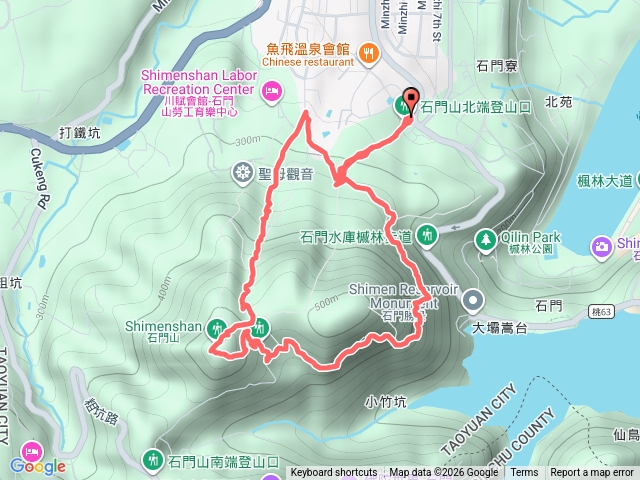 龍潭石門山，北端入口進，環湖步道，觀音步道，北端入口出預覽圖